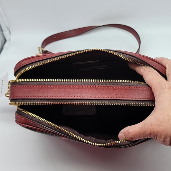 Coach Jes Crossbody in Signature Canvas with Heart Petal Print C7617 Brown Multi - Picture 6 of 8